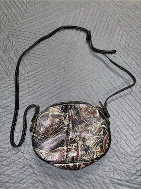 Patricia Nash Black Feather Paisley Small Crossbody Bag